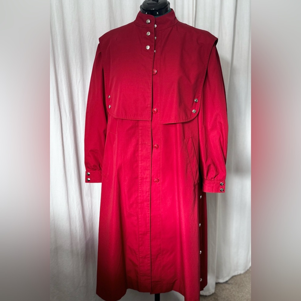 Vintage Petite Mademoiselle Red Trench Coat Made in W. Germany Nino-Flex Size S